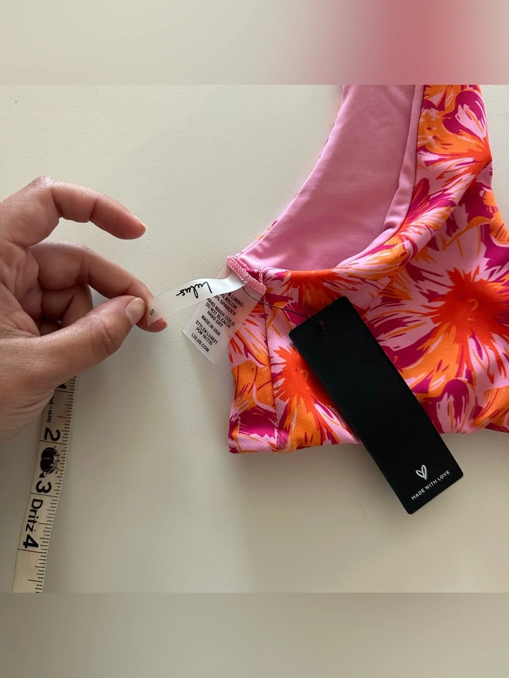 NEW Lulus Magenta Floral Reversible Knot Bikini Top Pink Tie Front S Orange